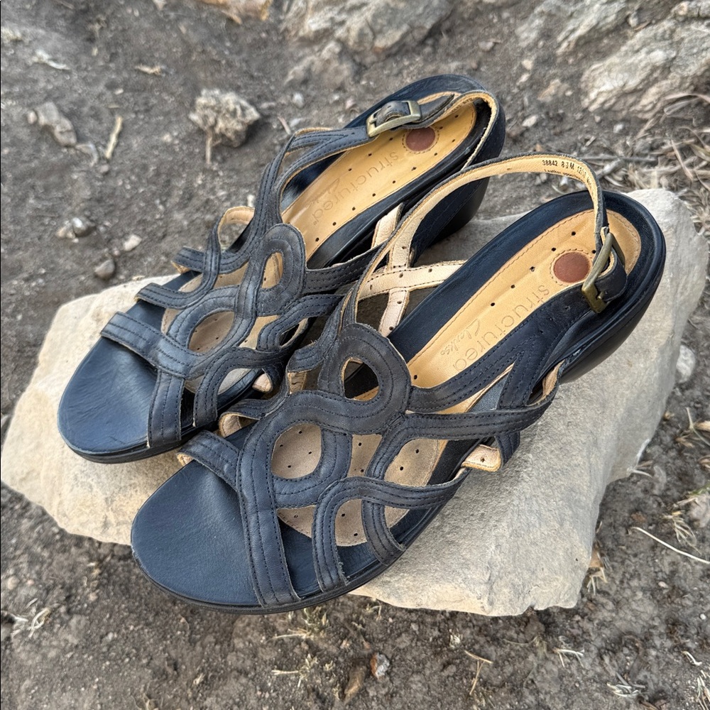 Clark’s Structured Leather Sandals - image 2